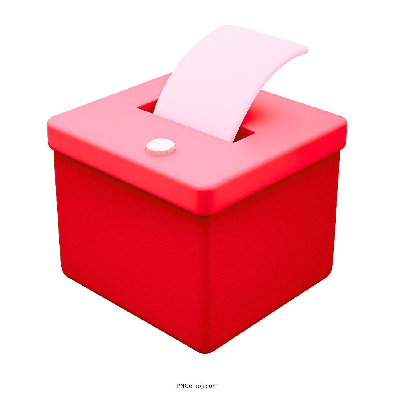 3D red vote box emoji with ballot paper and transparent PNG background