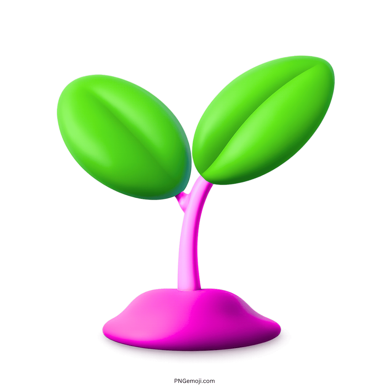 3D seedling emoji with green leaves and pink base symbolizing growth and vitality
