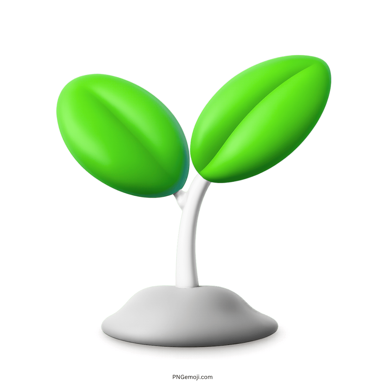 3D seedling emoji with green leaves and white base, symbolizing growth and nature