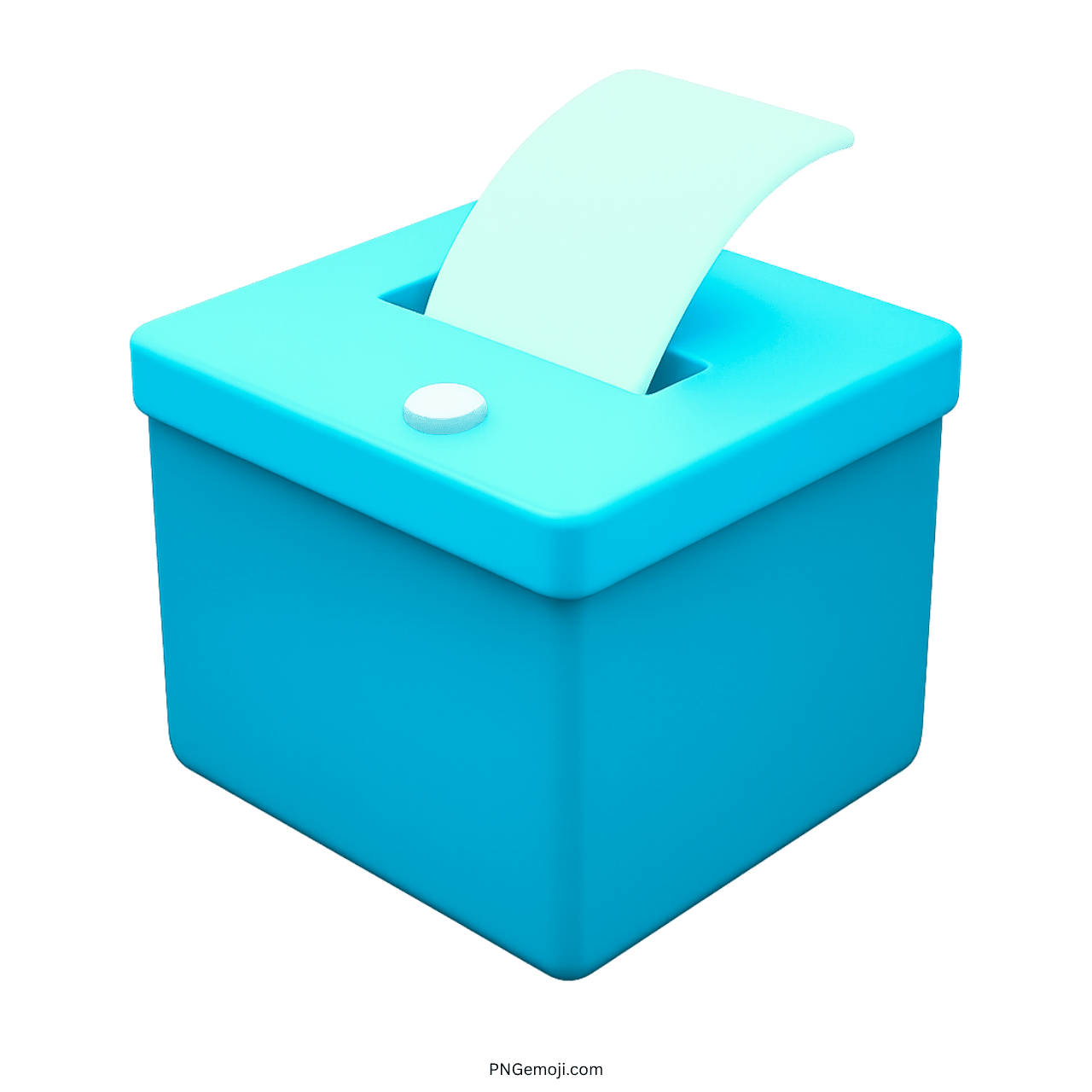 3D sky blue vote box emoji with ballot paper and transparent PNG background