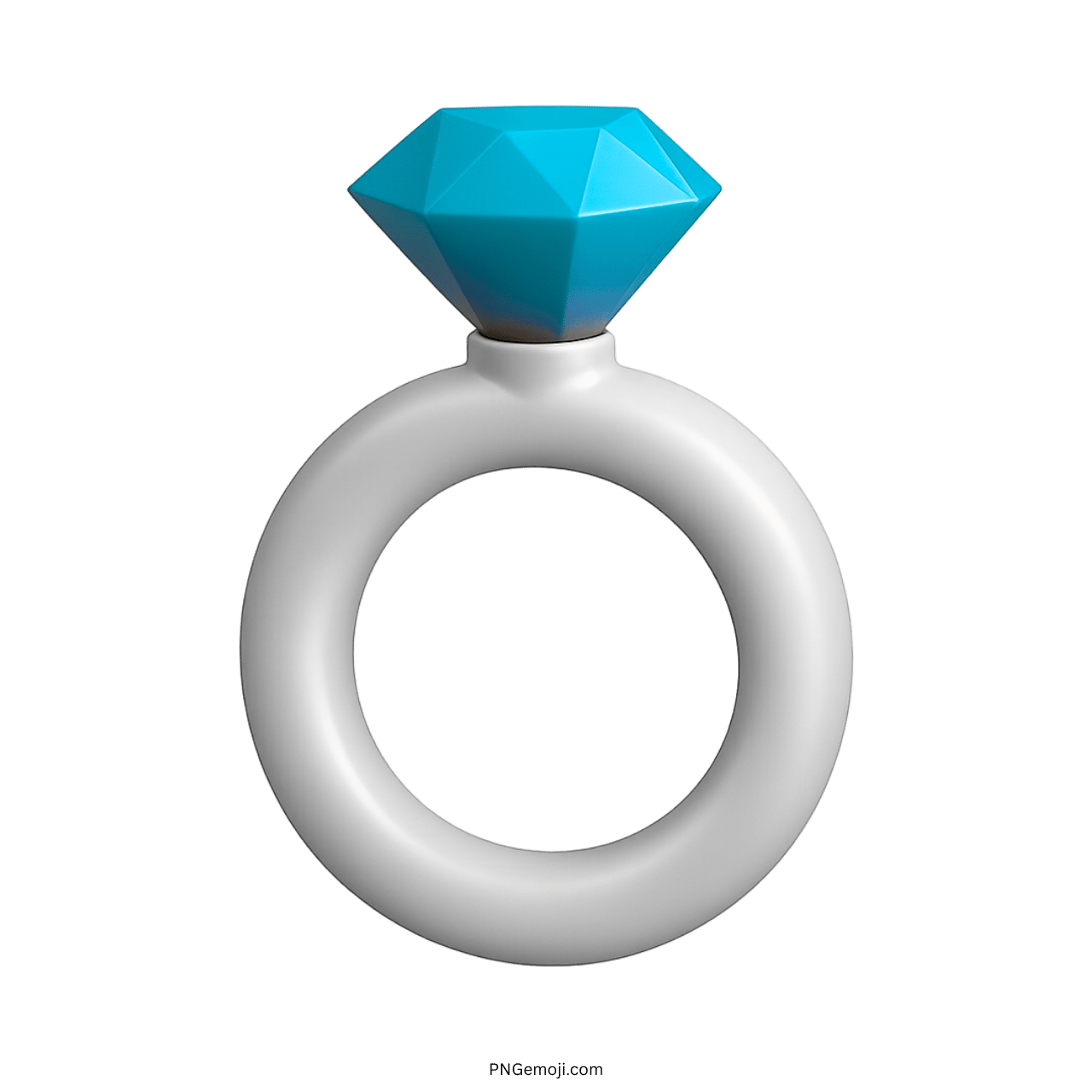 3D white diamond engagement ring emoji icon with transparent background clipart