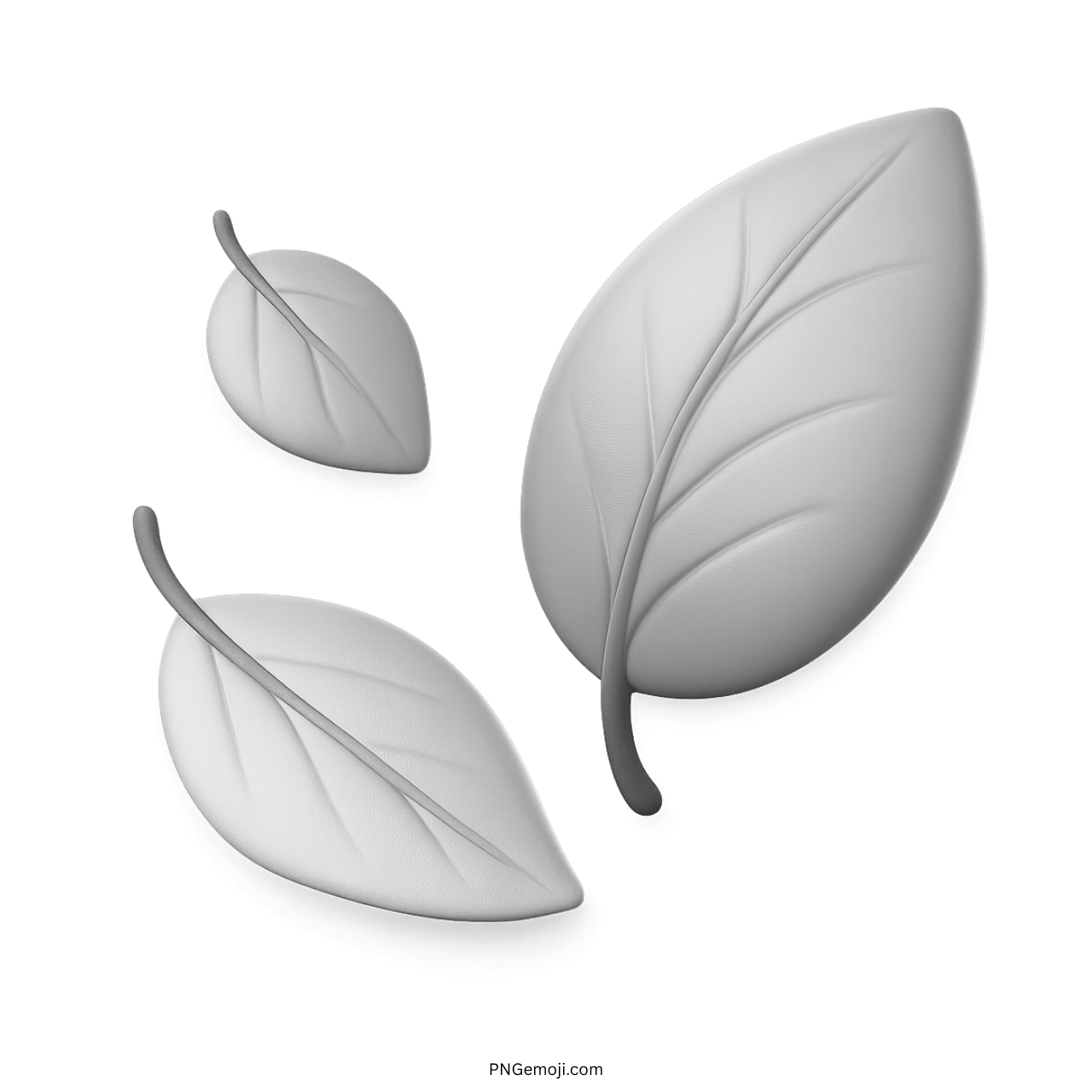 3D white fallen leaf emoji PNG with transparent background high-quality digital graphic