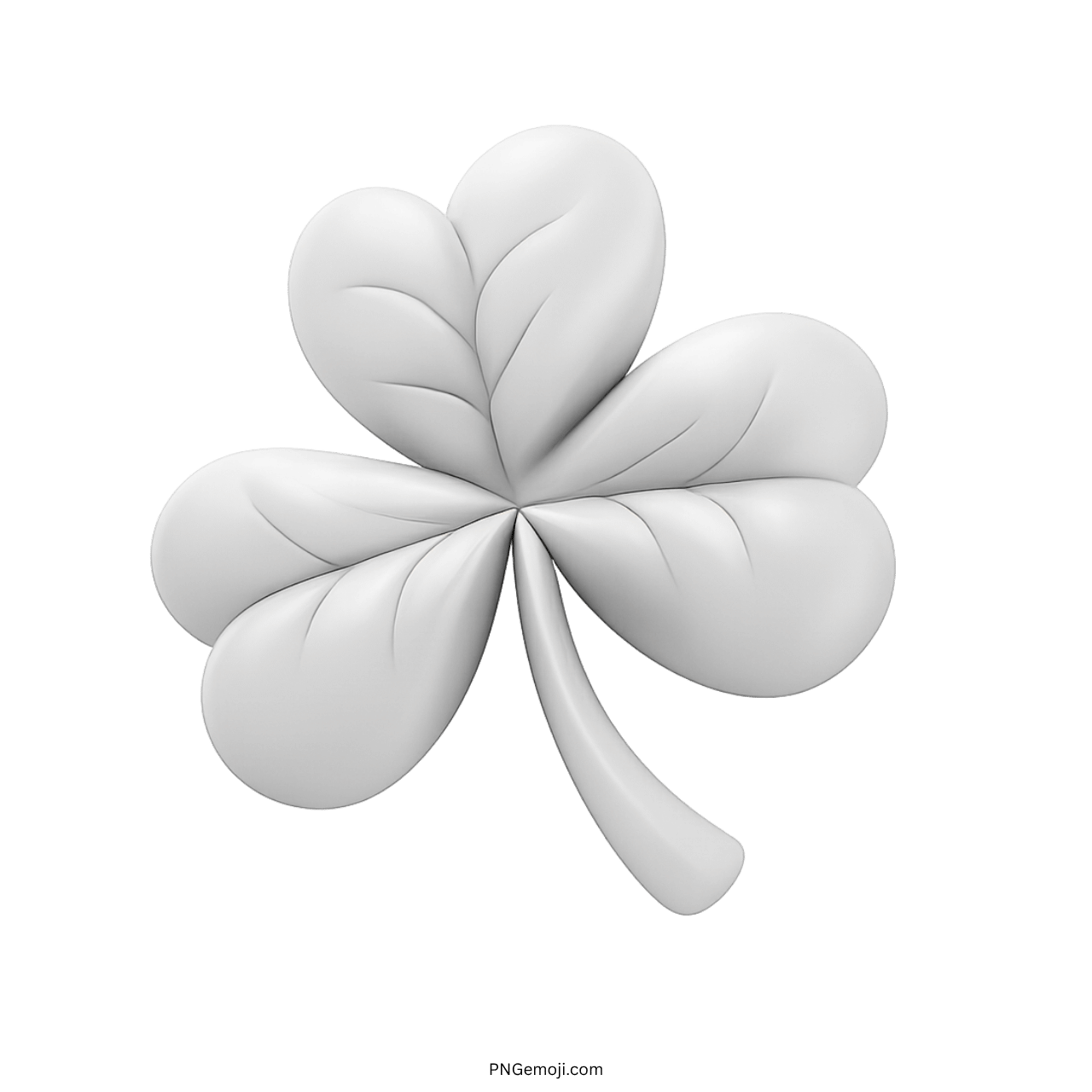 3D white shamrock clover emoji with heart-shaped leaves symbolizing luck and nature