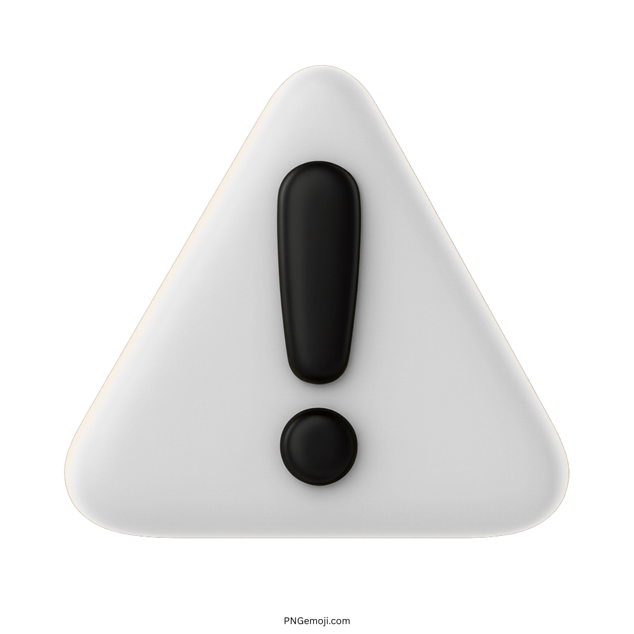 3D white warning triangle emoji with black exclamation symbol