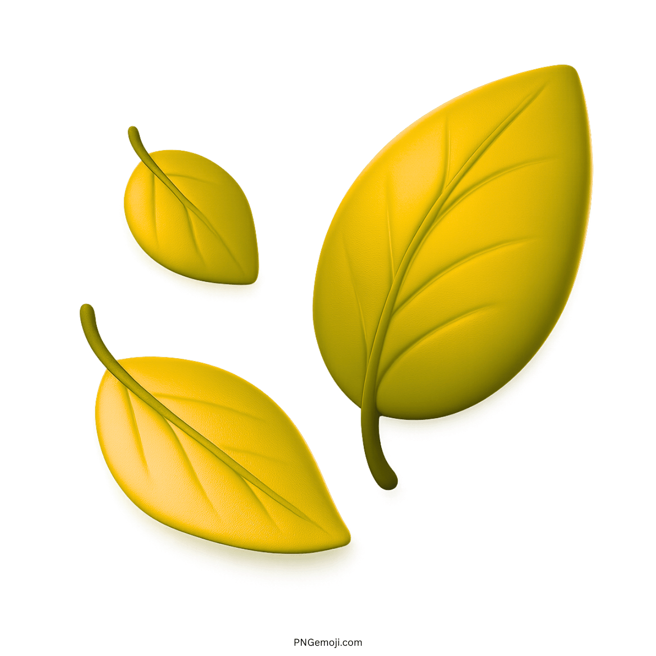 3D yellow fallen leaf emoji PNG with transparent background high quality clipart image