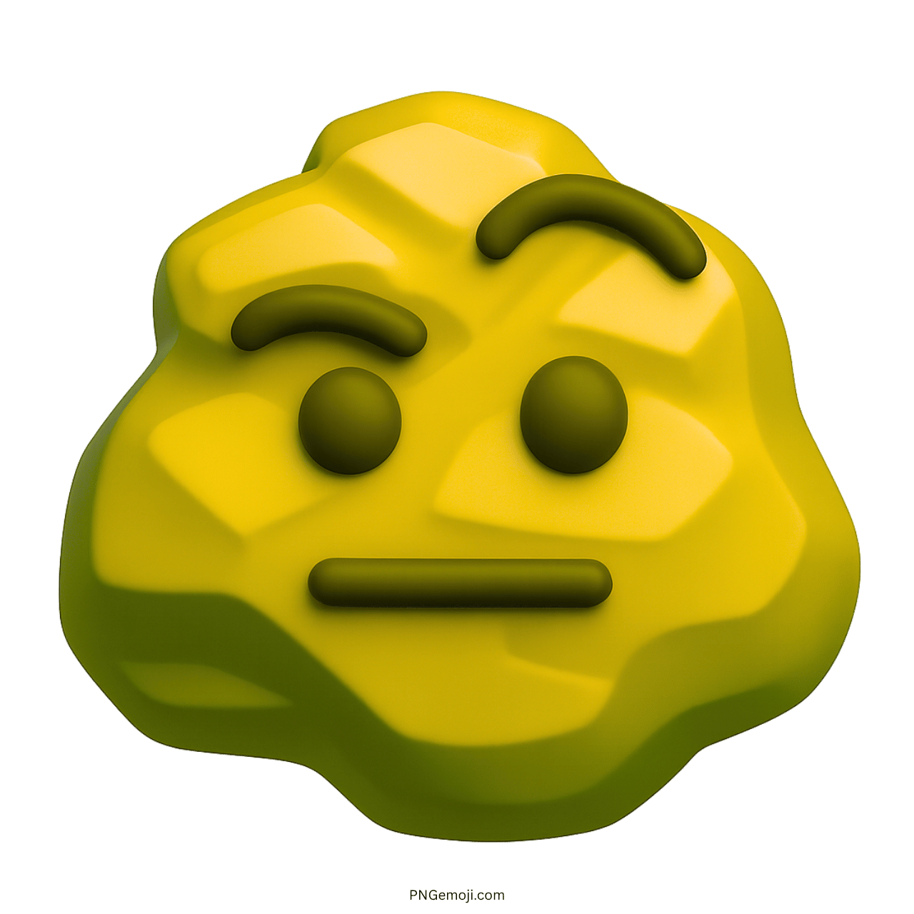 3D yellow rock emoji with expressionless face and transparent background in PNG format