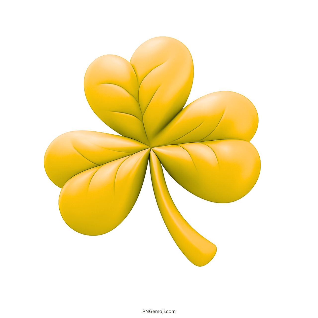 3D yellow shamrock clover emoji icon with transparent background for symbols and seasonal use