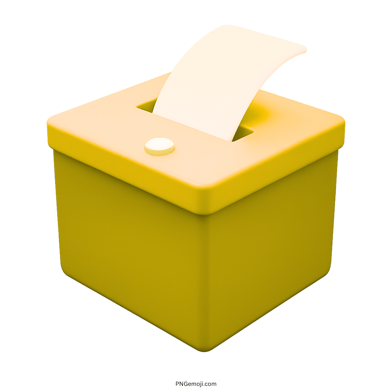 3D yellow vote box emoji with ballot paper and transparent PNG background