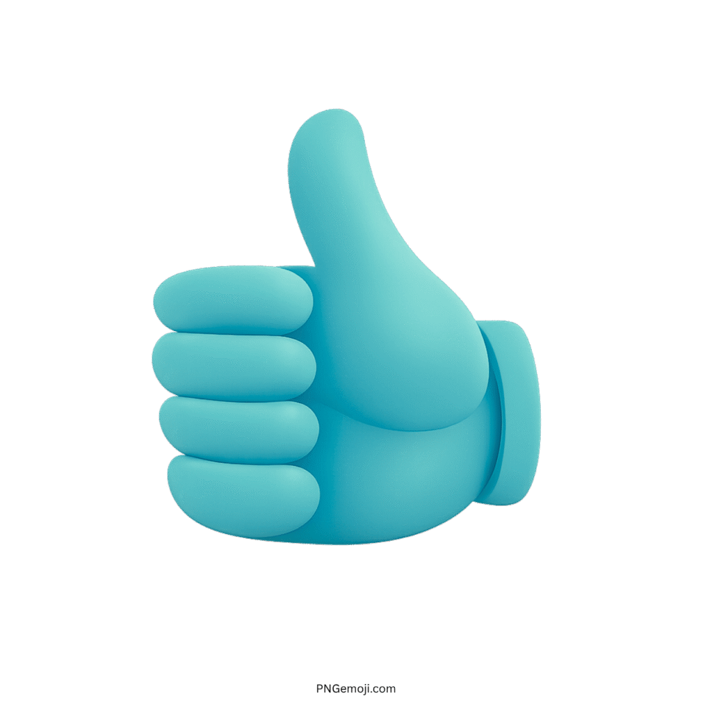 3D Aqua Thumbs Up Emoji PNG with Transparent Background