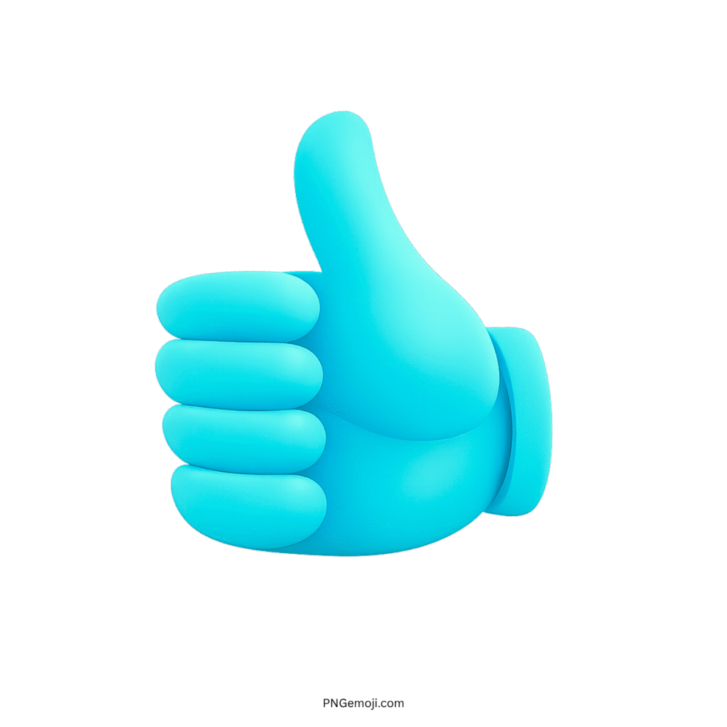  3D Blue Thumbs Up Emoji PNG with Transparent Background
