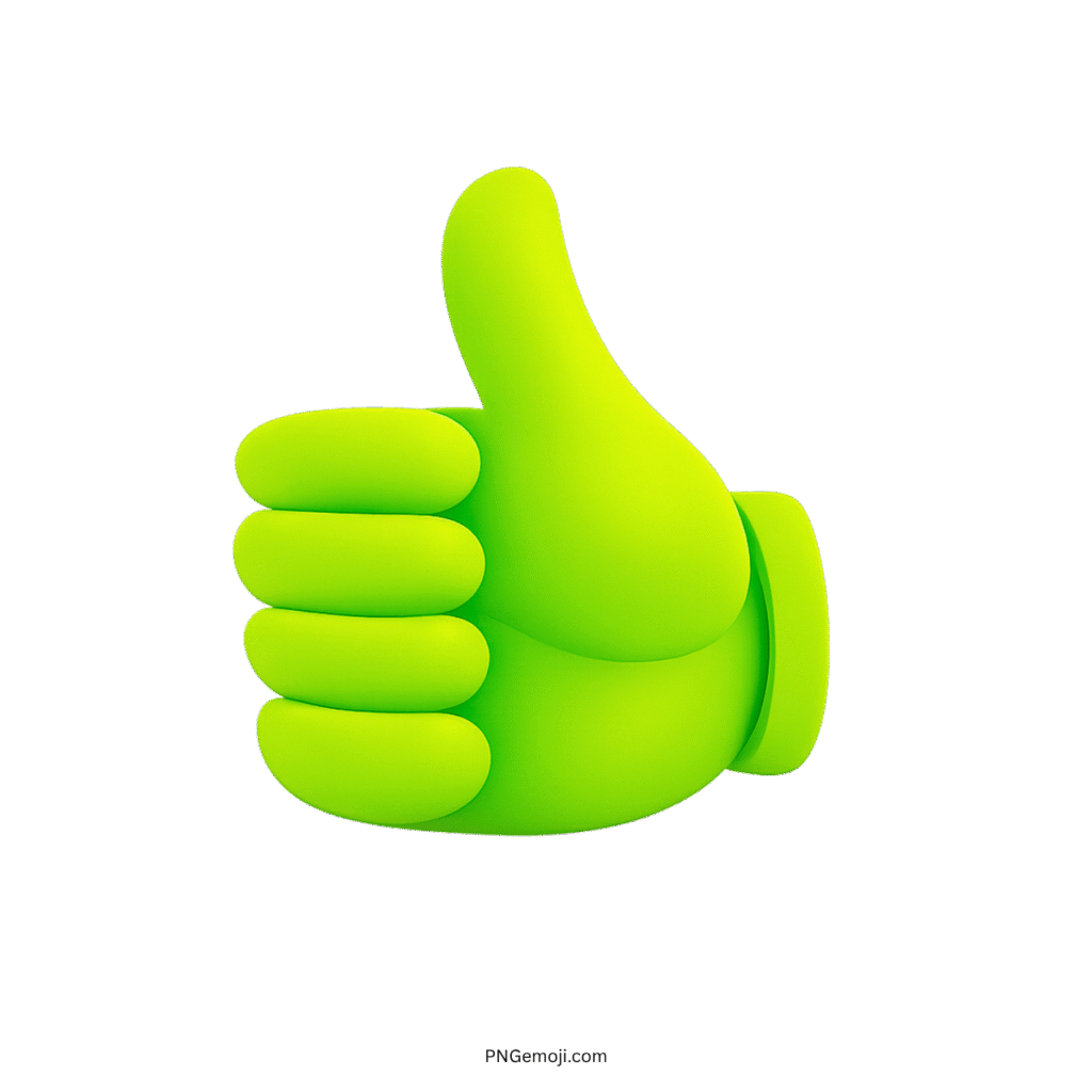 3D Green Thumbs Up Emoji PNG with Transparent Background