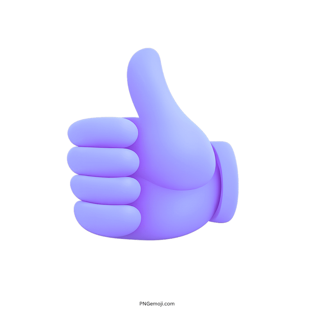 3D Light Purple Thumbs Up Emoji PNG with Transparent Background