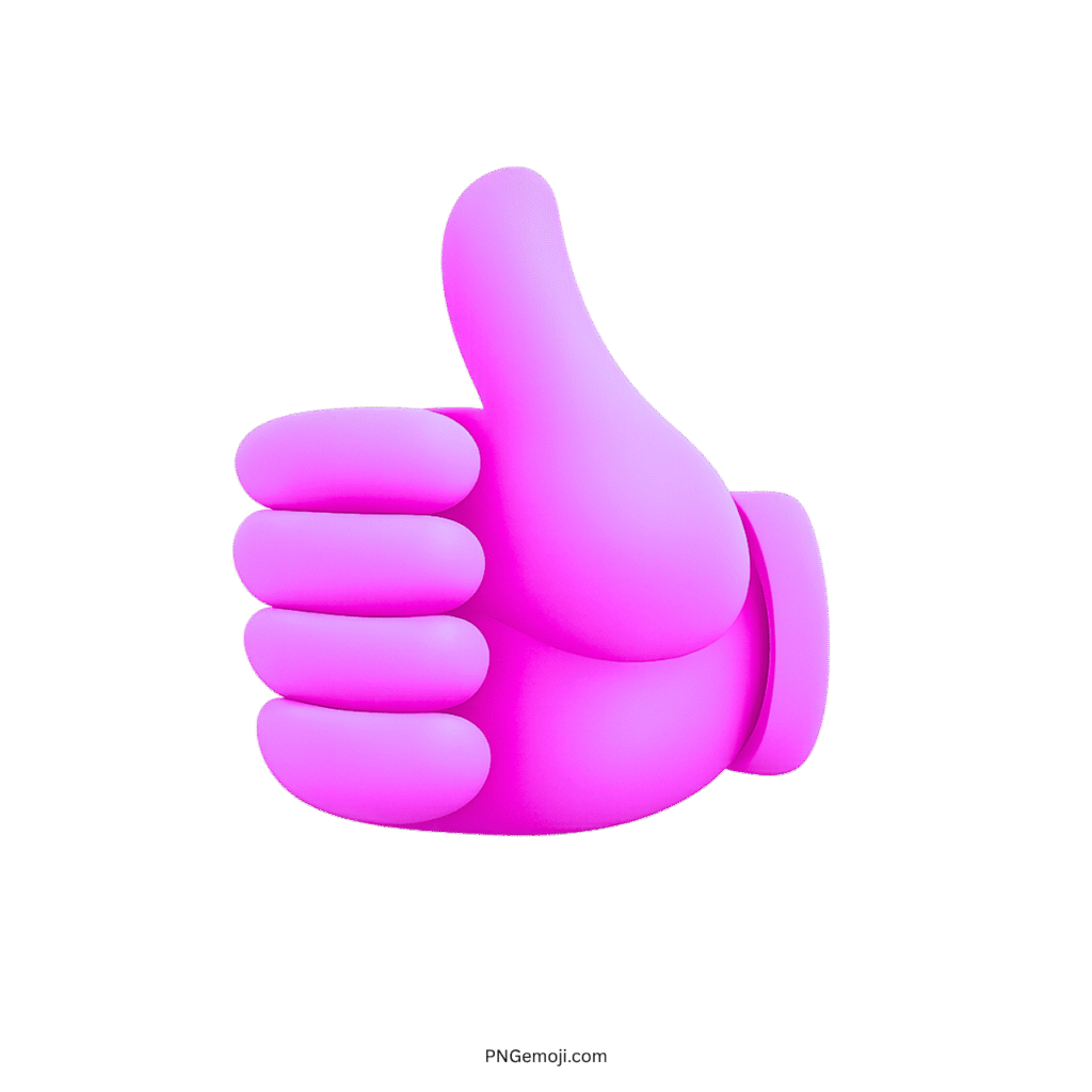  3D Pink Purple Thumbs Up Emoji PNG with Transparent Background