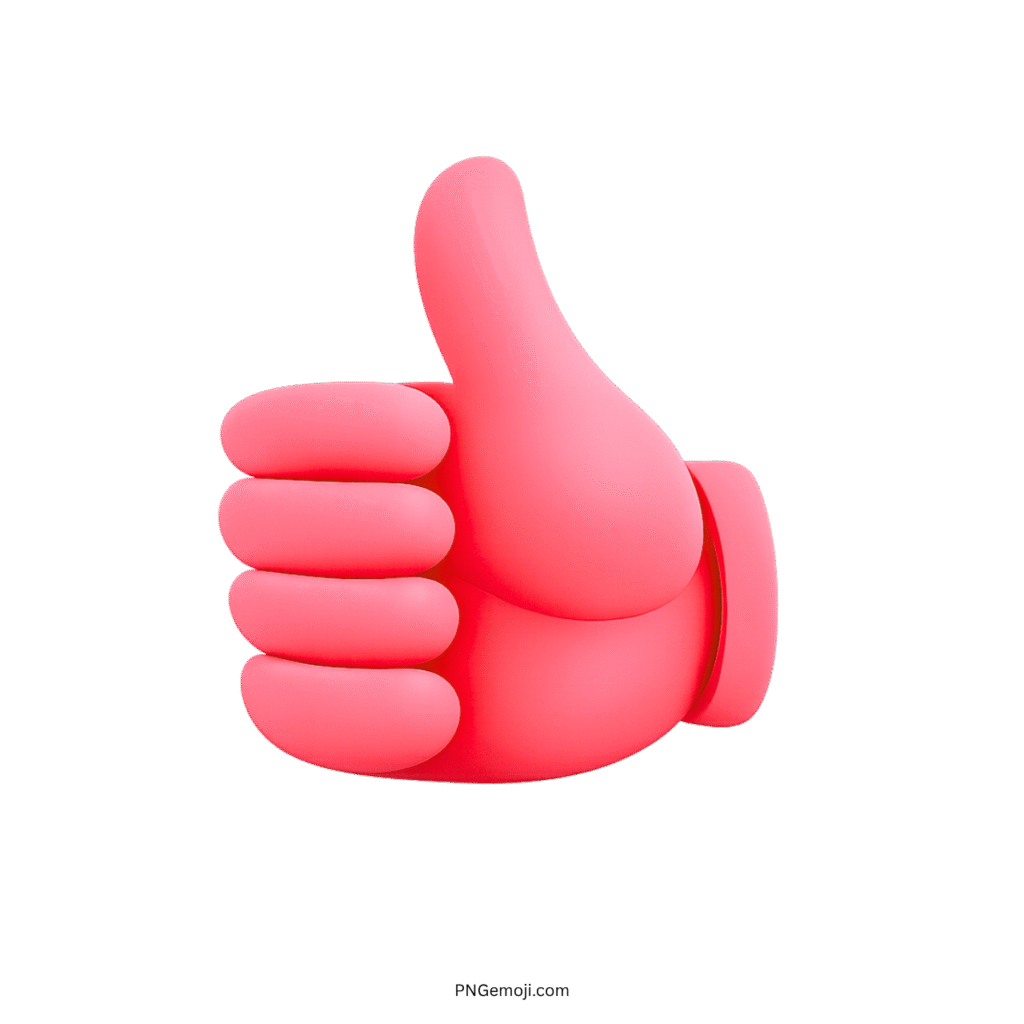 3D Pink Thumbs Up Emoji PNG with Transparent Background
