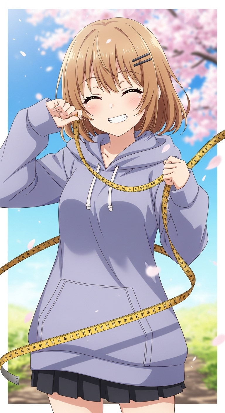 Aharen-san wa Hakarenai anime girl smiling holding measuring tape wallpaper
