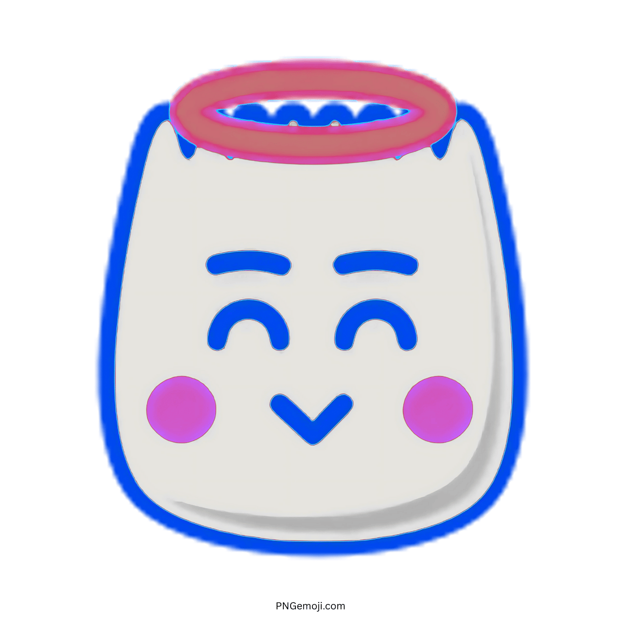 3D Angel TikTok emoji with halo, cute smiling face, and pink cheeks in PNG format.