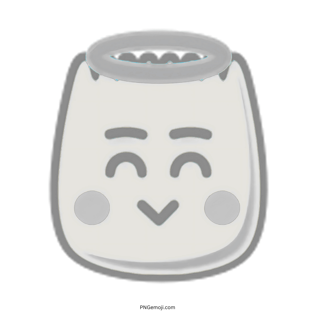 Angel TikTok emoji with silver halo, grey blush cheeks, and cute smiling face