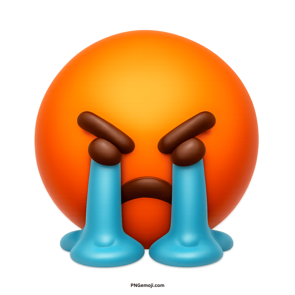 Angry crying emoji face with tears streaming down, expressing frustration, sadness, and emotional pain.