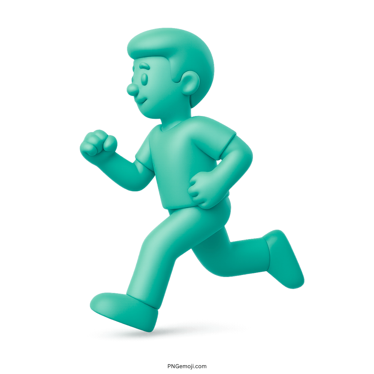 3D aqua blue cartoon emoji man running with transparent background illustration