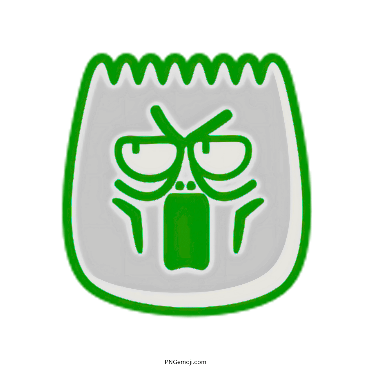 Astonish TikTok emoji with exaggerated facial expression in 3D, green outline, PNG with transparent background