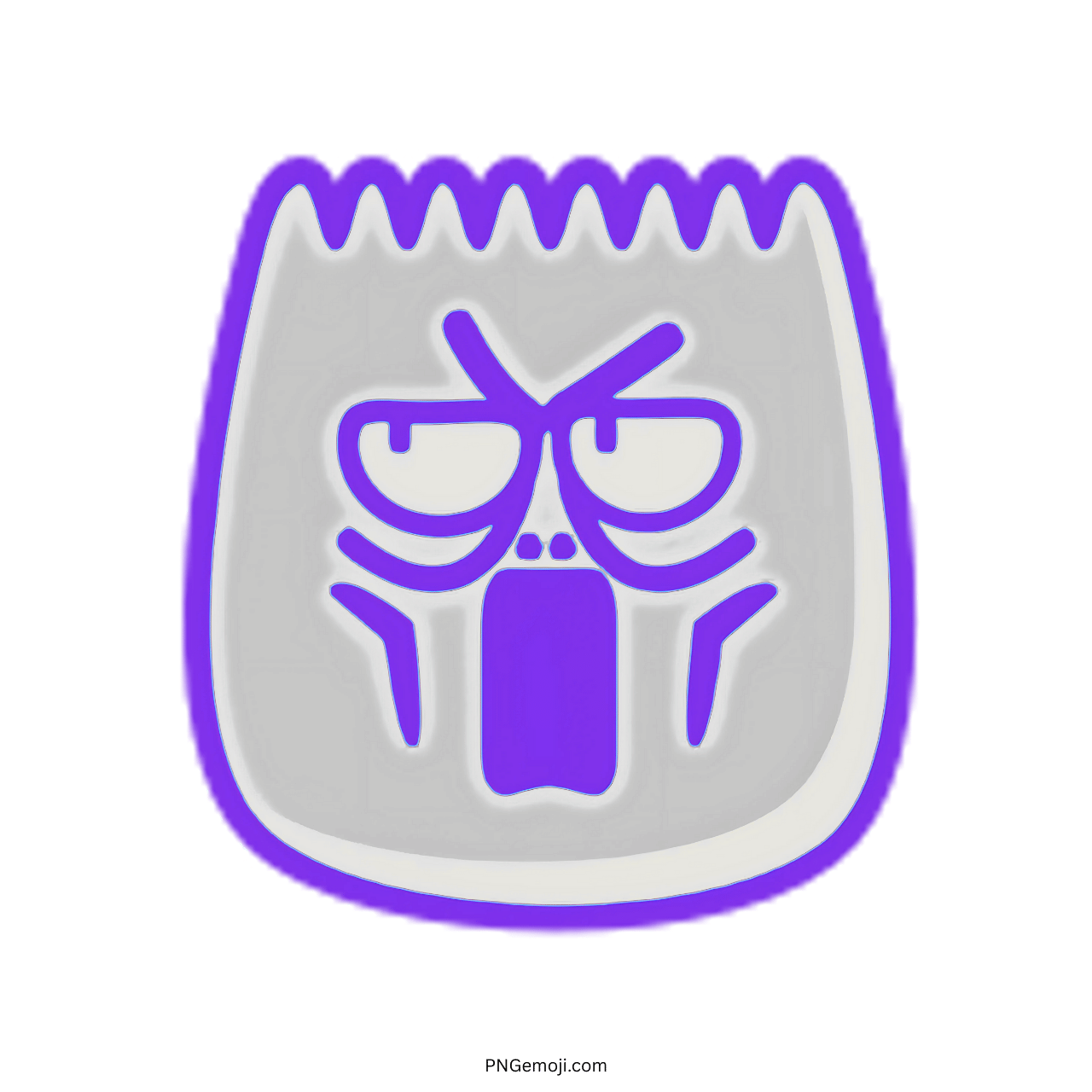 Astonish TikTok emoji with exaggerated facial expression in 3D, light purple outline, PNG with transparent background