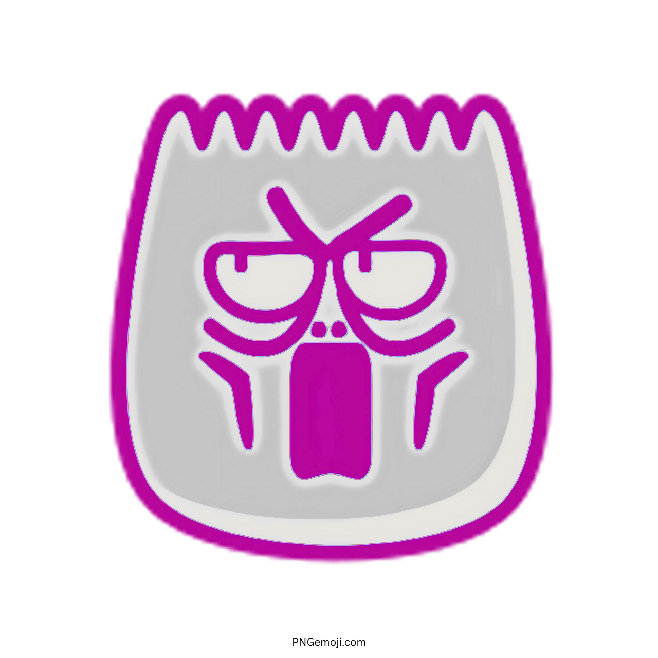 Astonish TikTok emoji with exaggerated facial expression in 3D, purple outline, PNG with transparent background.
