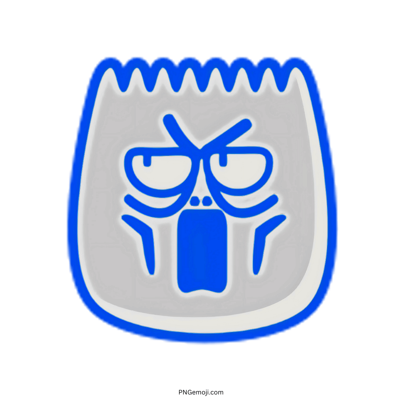 Astonish TikTok emoji with exaggerated facial expression in 3D, blue outline, PNG with transparent background.