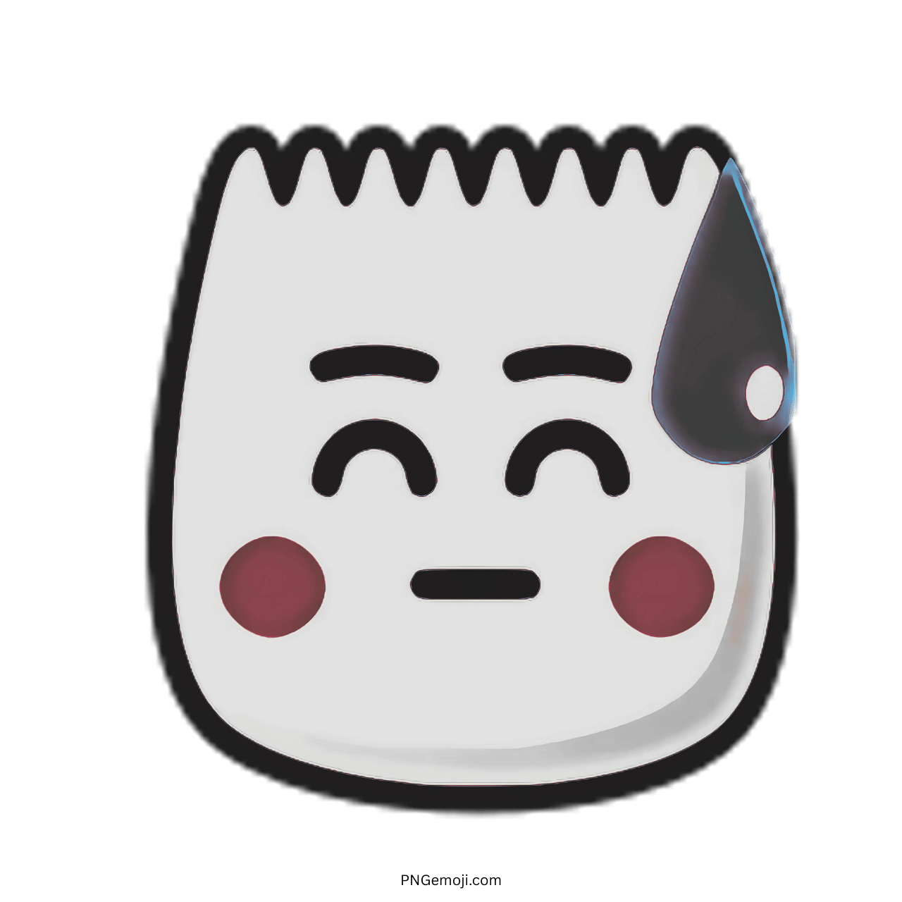Awkward TikTok emoji 3D face with black sweat drop and red cheeks