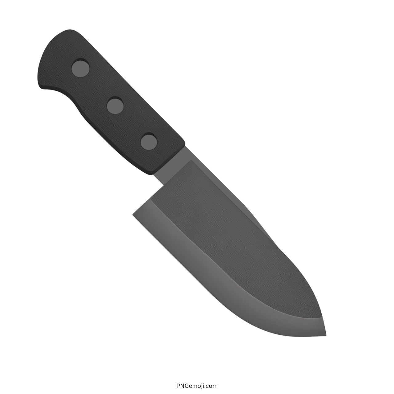 3D black knife emoji PNG with a transparent background for web designs