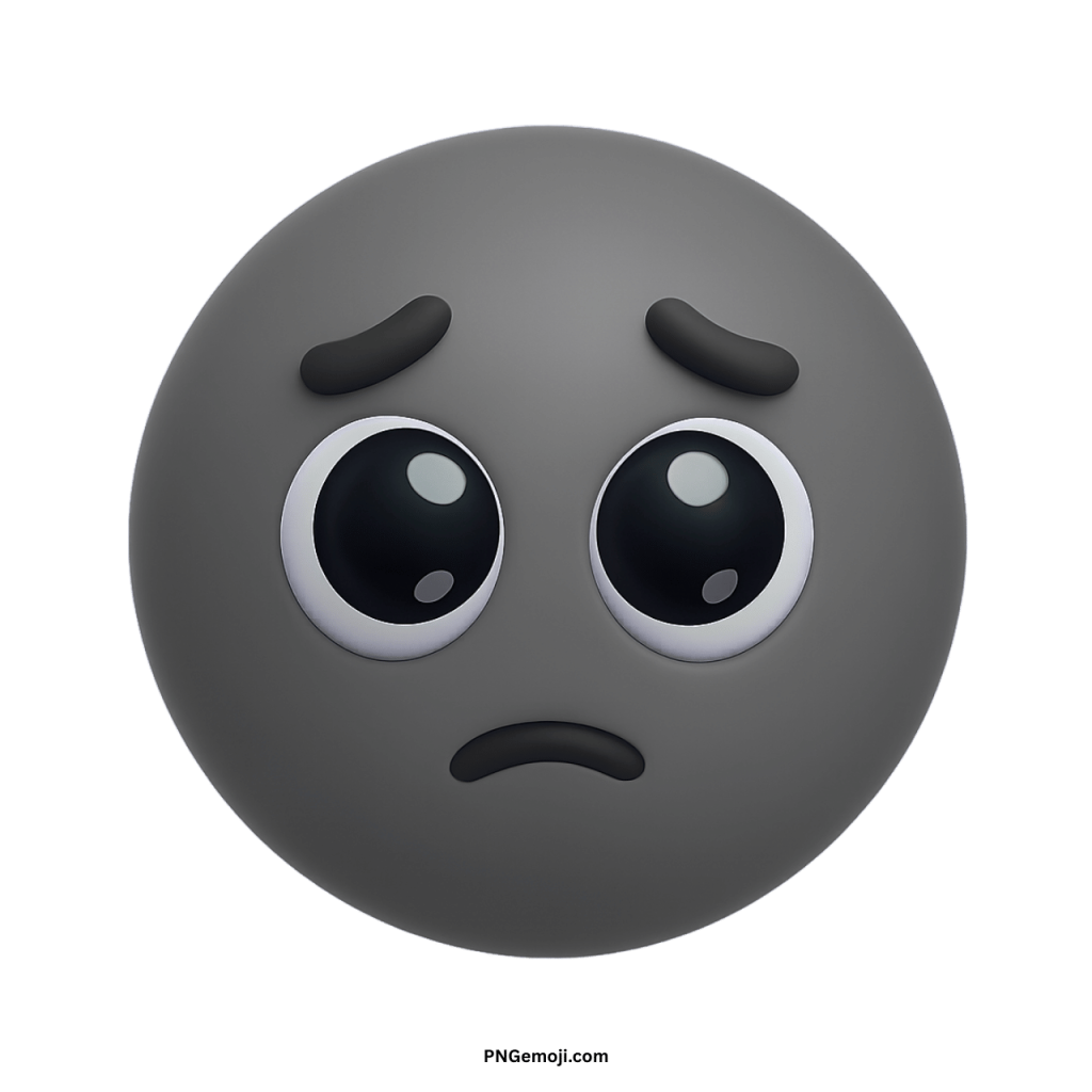 Black pleading face emoji with glossy big eyes showing sadness, request, or sympathy