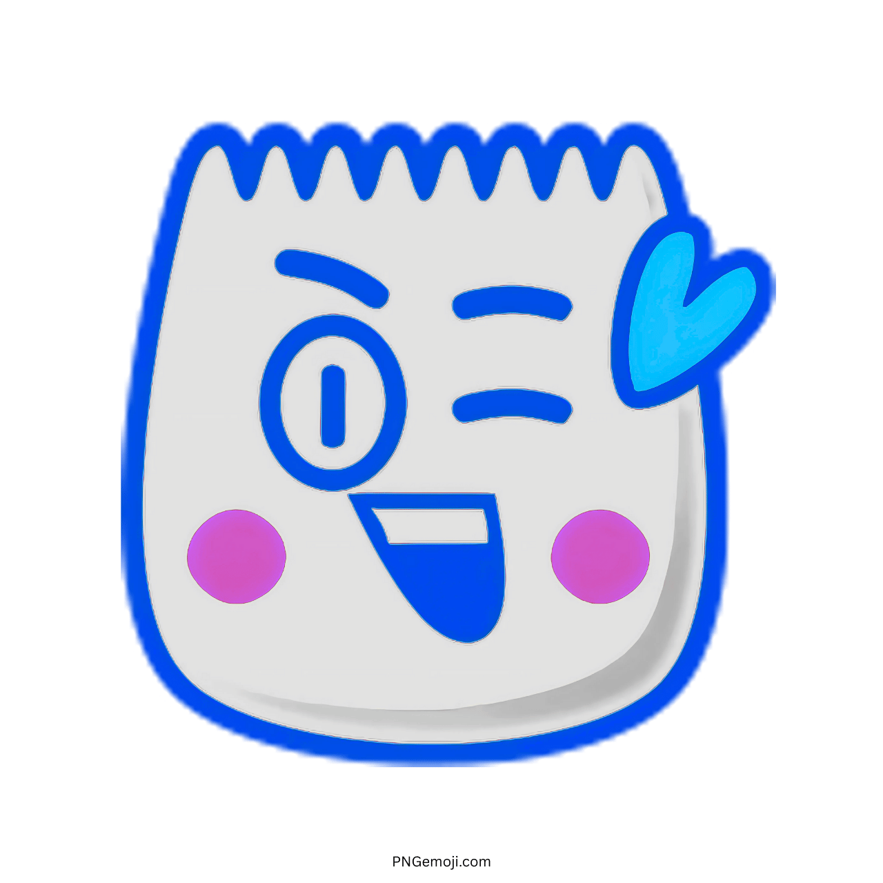Blink TikTok Emoji with heart and pink cheeks, 3D PNG image with transparent background