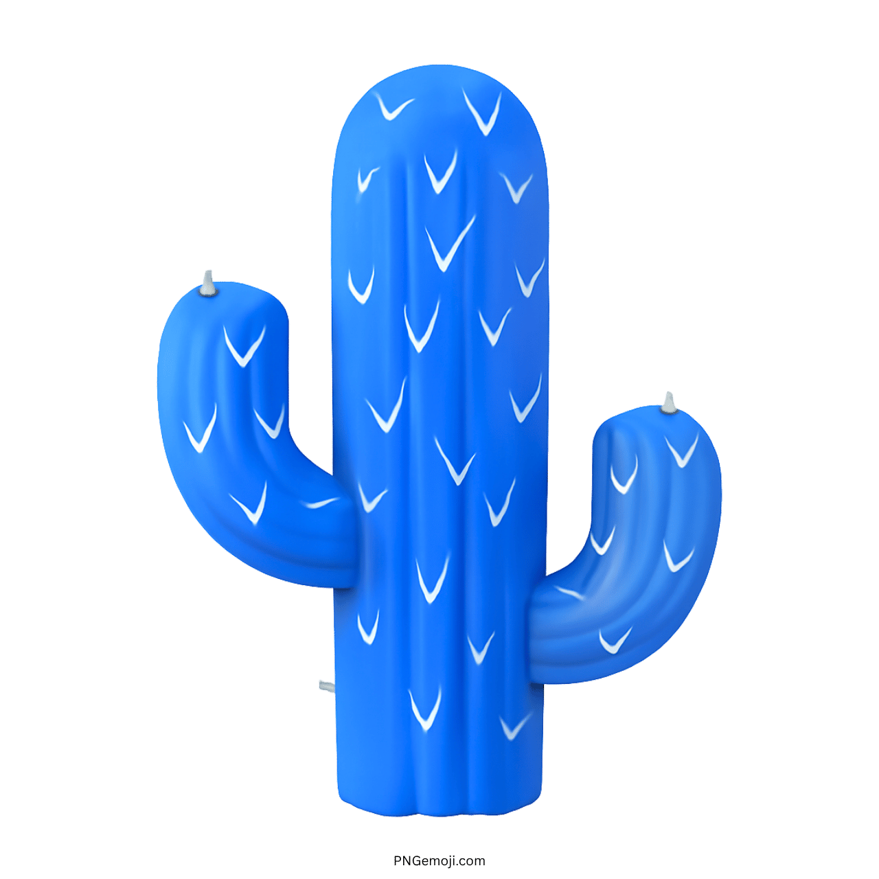 3D blue cactus emoji with white markings, transparent PNG image