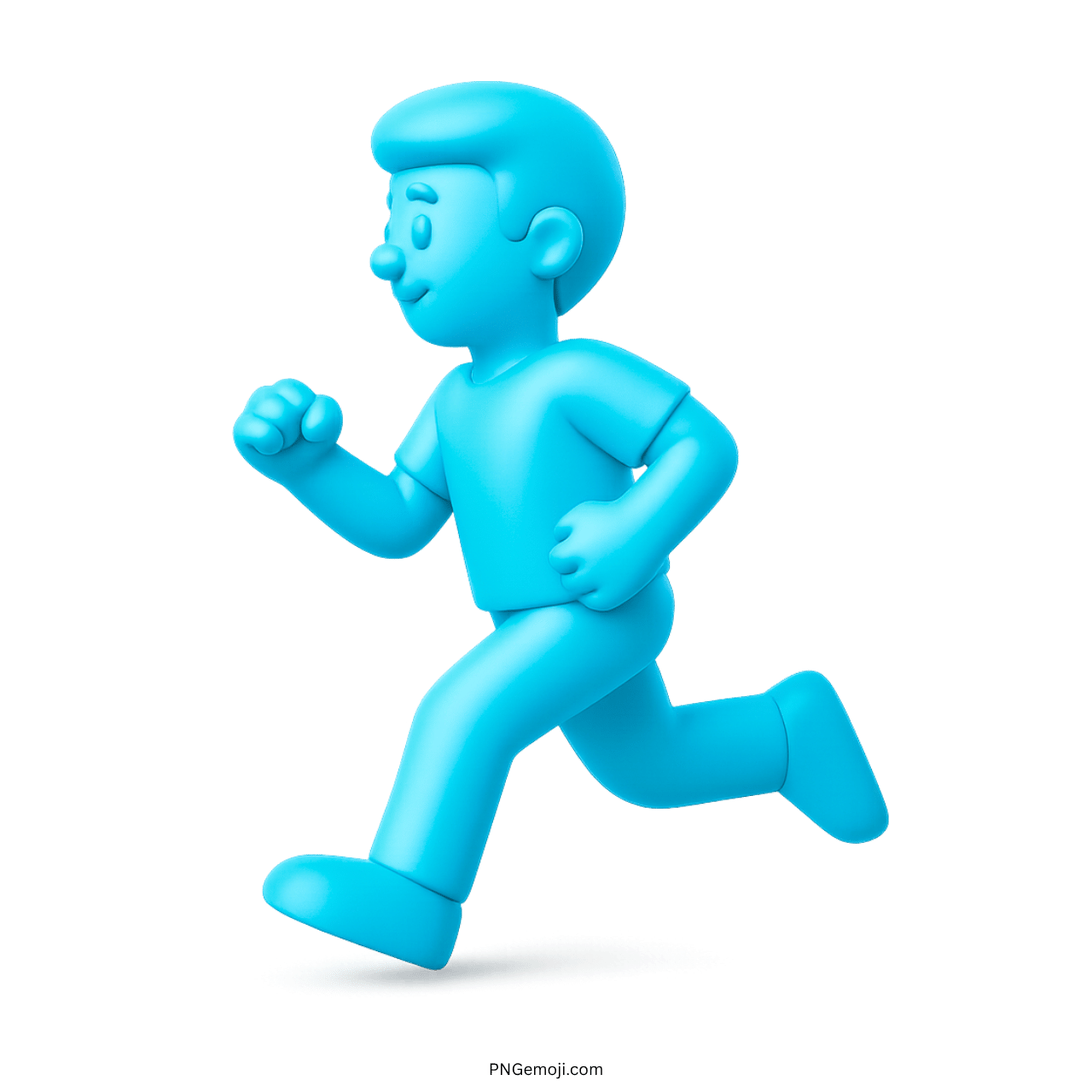 3D blue cartoon running emoji man isolated on transparent background illustration