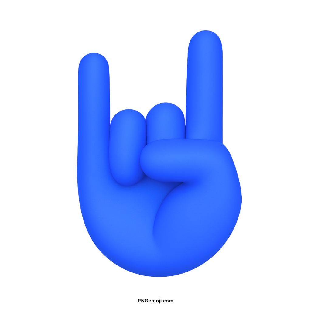 Blue 3D sign of the horns emoji hand gesture rock symbol illustration