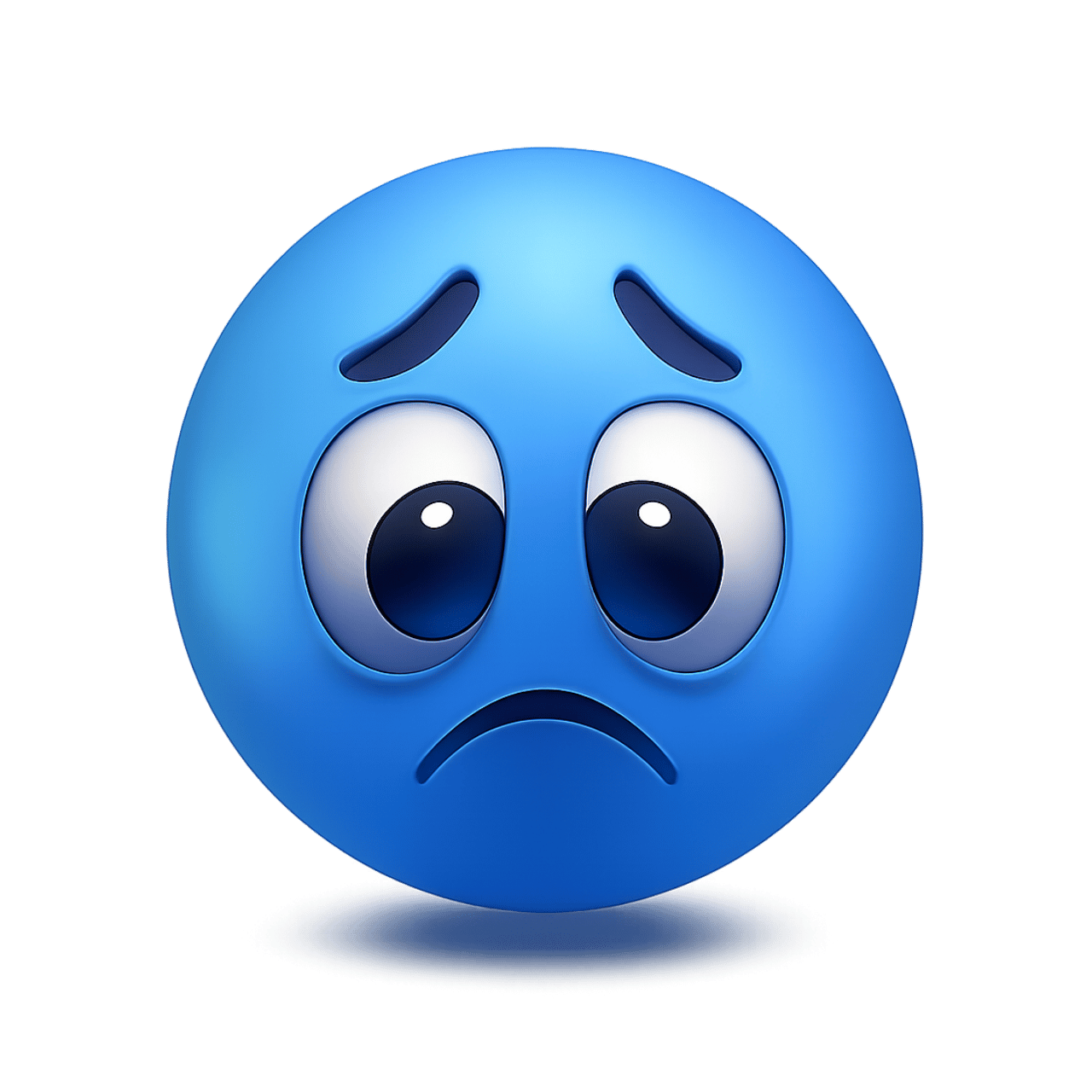 3D blue emoji with sad expression showing a concerned face and big eyes