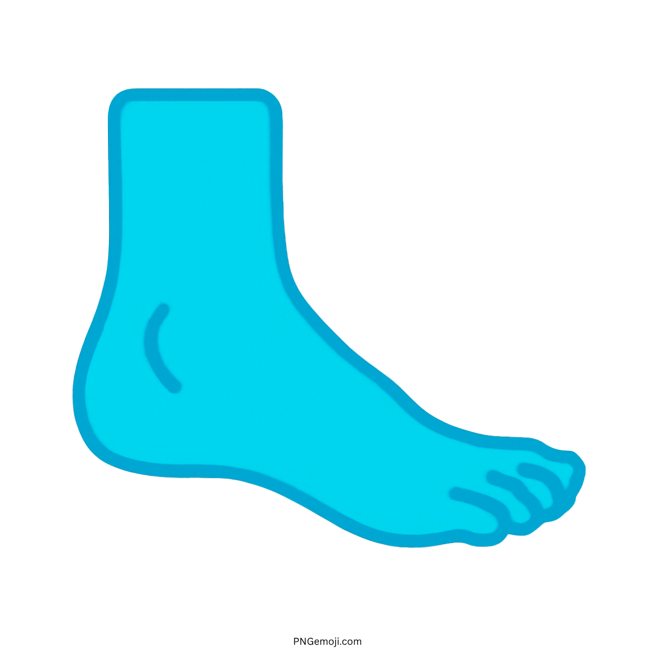 3D foot emoji in blue color with outline, transparent background