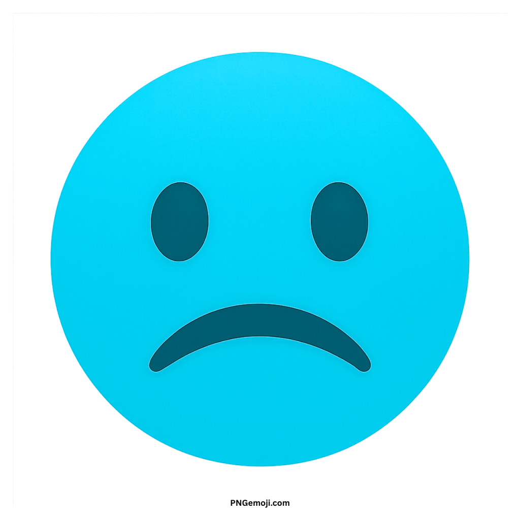 Blue frowning face emoji expressing sadness, worry, or unhappiness with downturned mouth