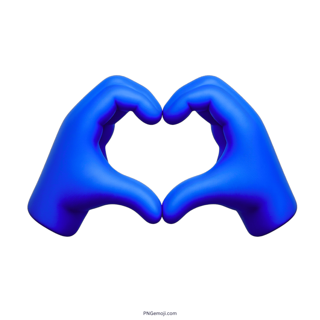 Blue heart hand emoji with two hands forming a heart shape