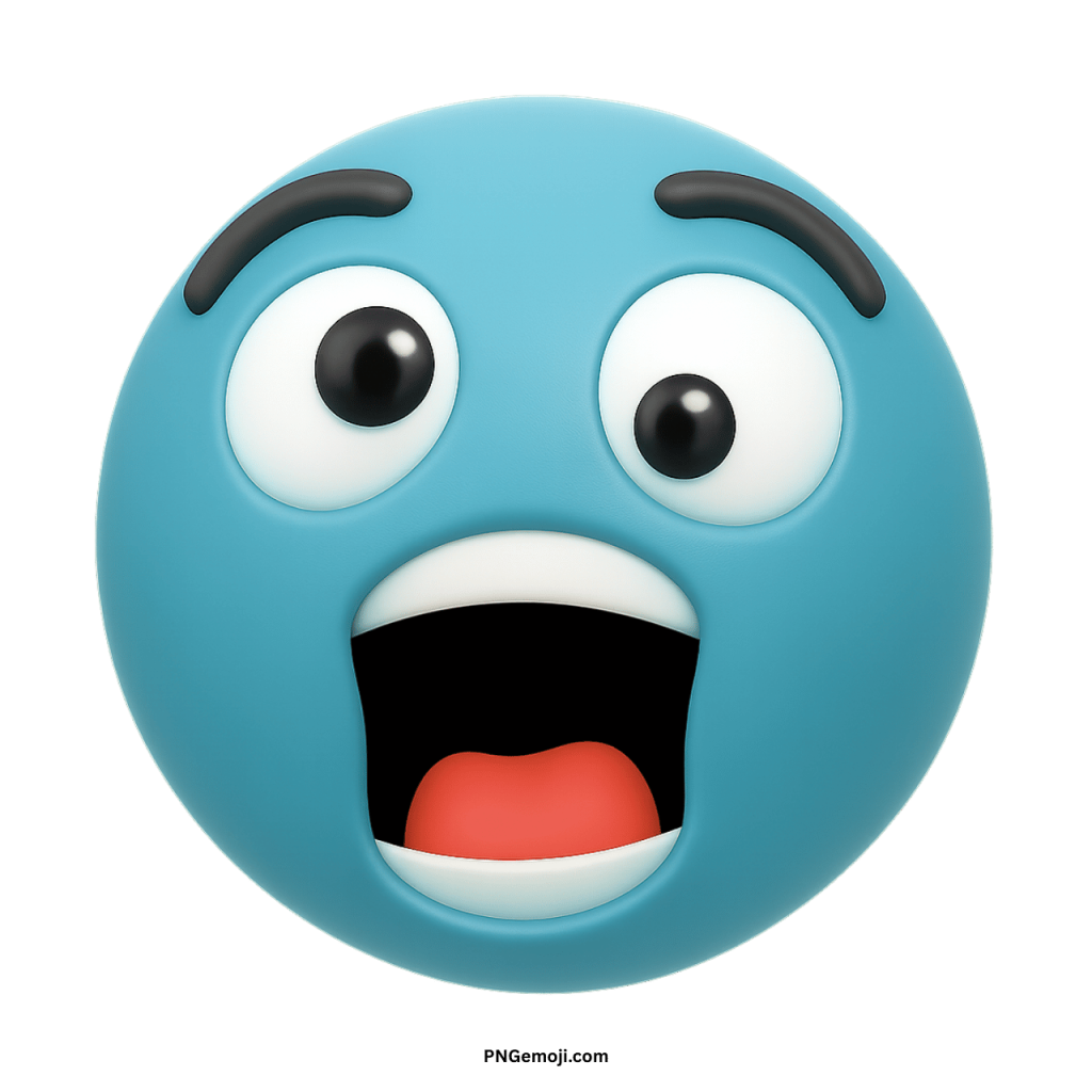 Blue shocked emoji animation with wide eyes, open mouth, and surprised expression