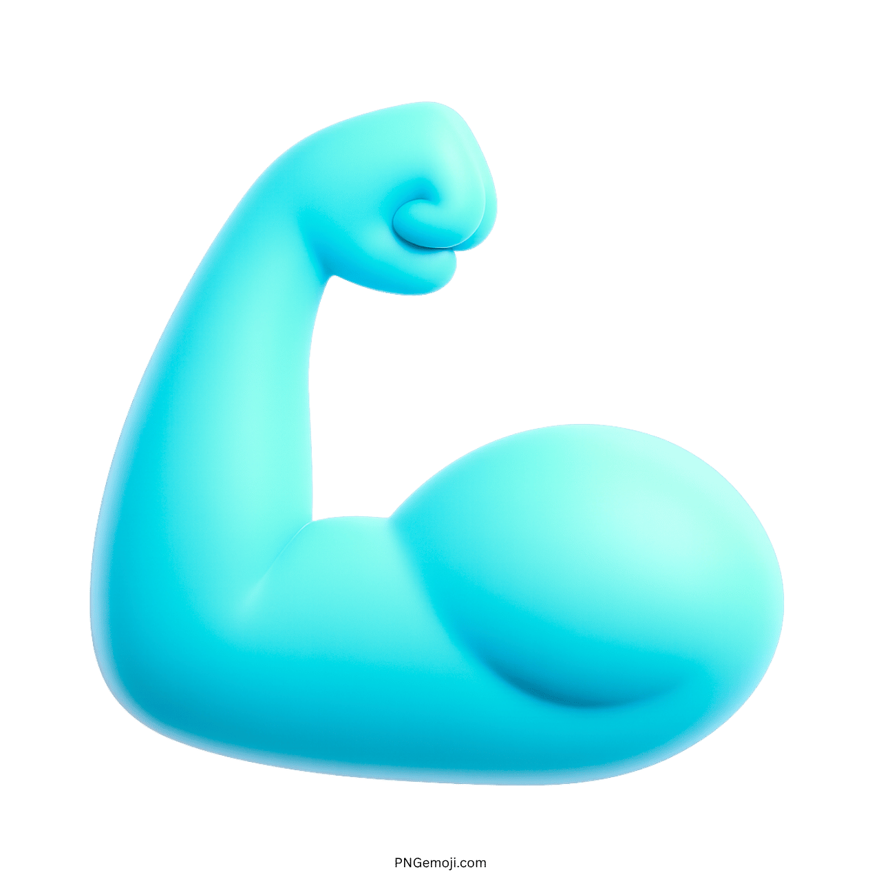 3D strong emoji flexed blue biceps arm icon with transparent background PNG image