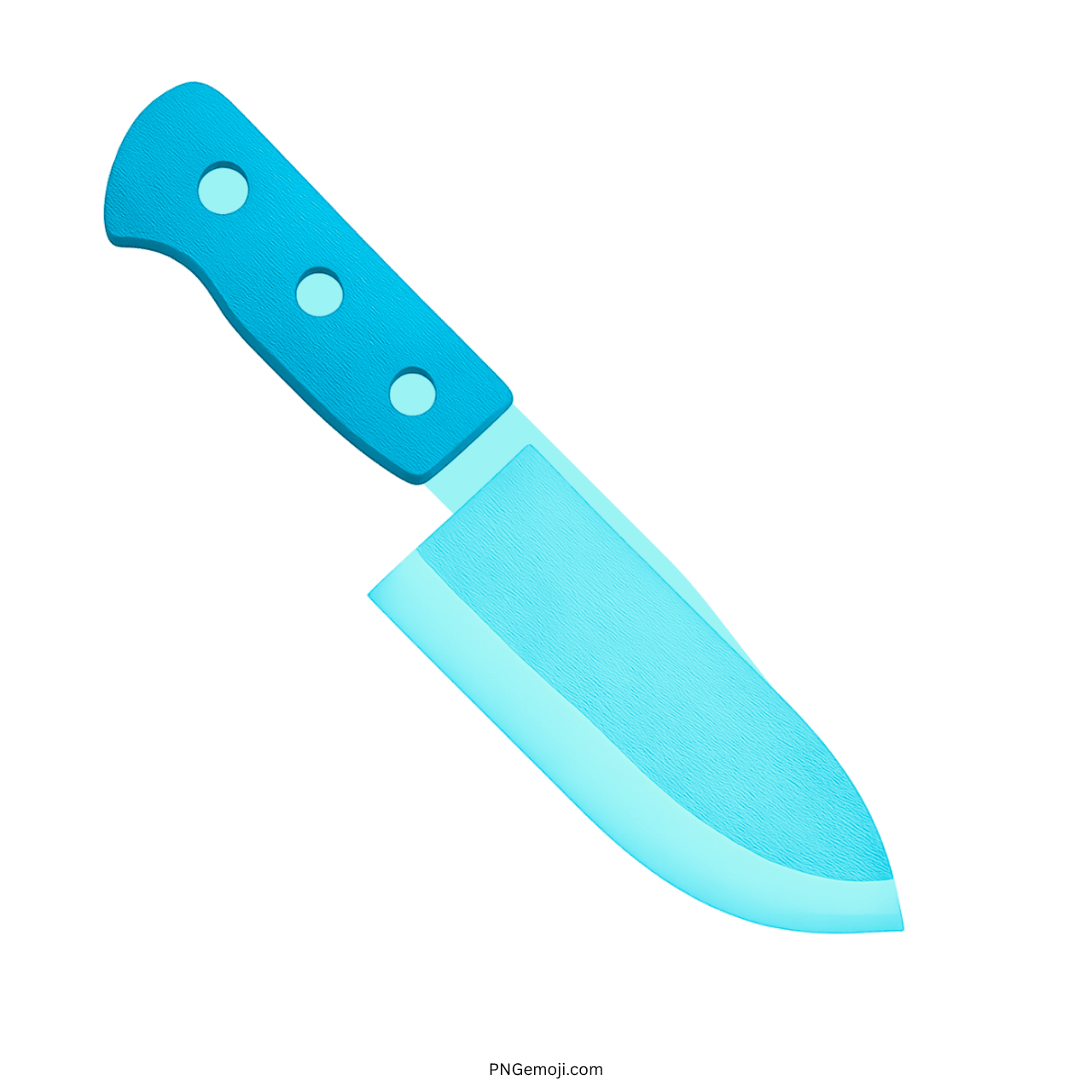 3D blue and turquoise knife emoji PNG with a transparent background for digital use
