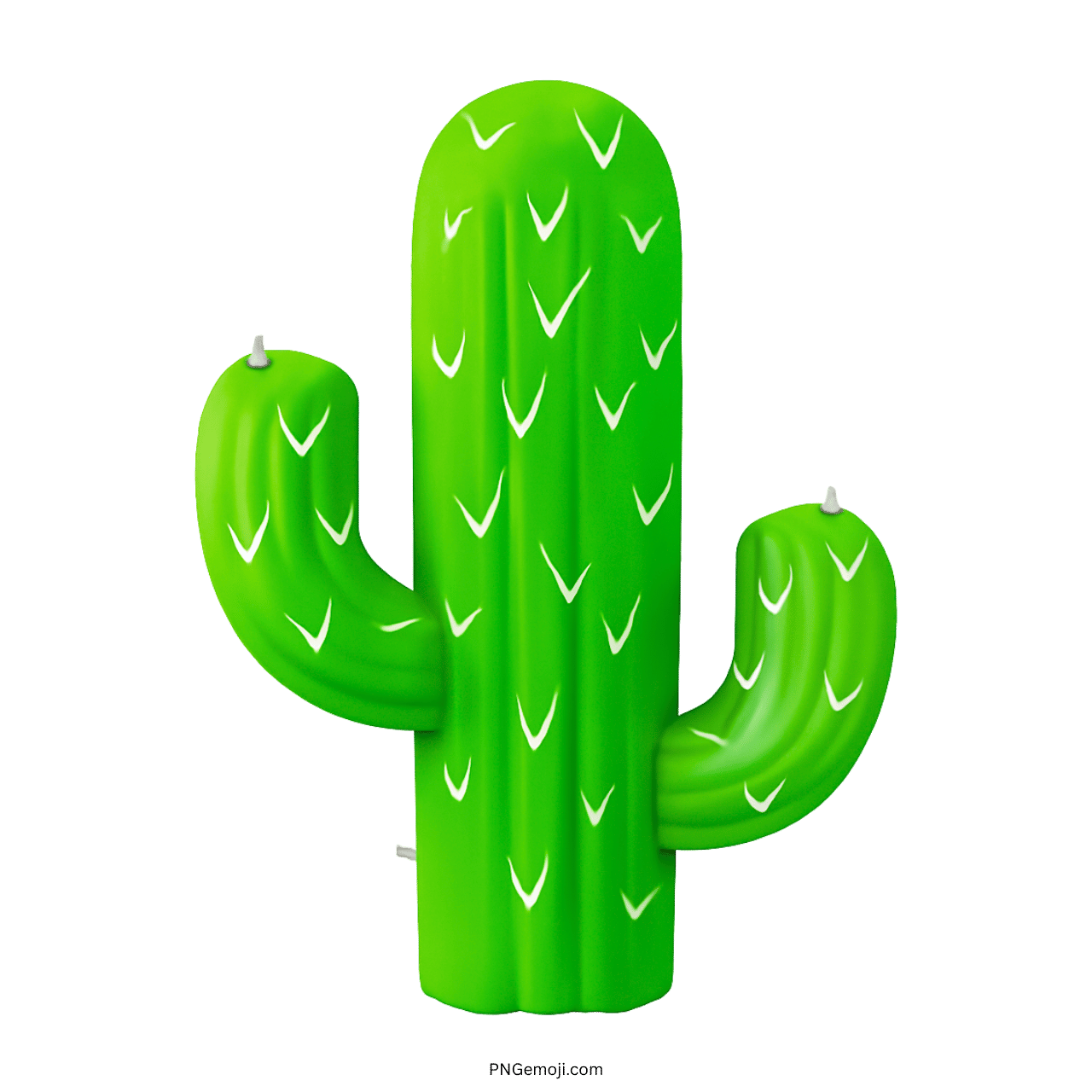 3D cactus emoji on transparent background, vibrant green with white thorns