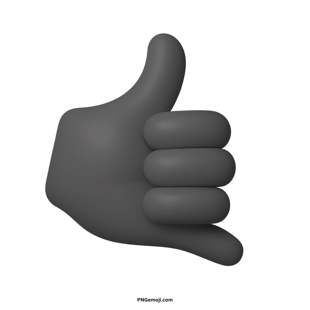 3D black call me hand emoji symbol showing phone gesture communication icon
