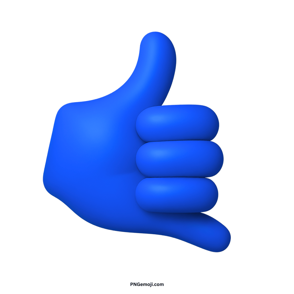 3D blue call me hand emoji symbol showing phone gesture communication icon