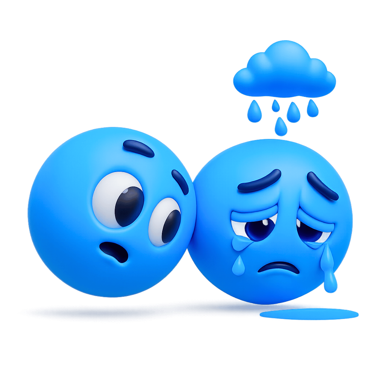 3D Cheer Up Emoji showing supportive blue face comforting sad crying emoji PNG