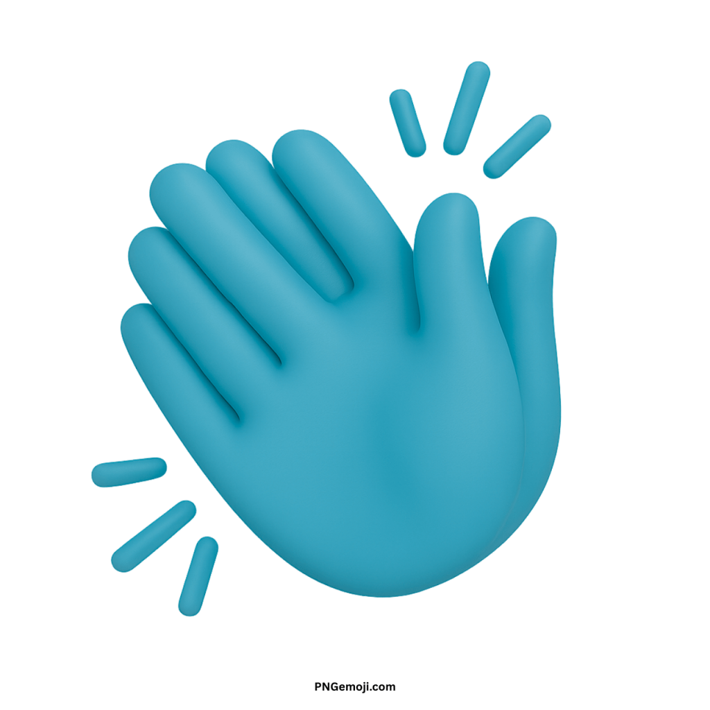 3D blue clapping hands emoji showing applause celebration gesture with expressive motion lines