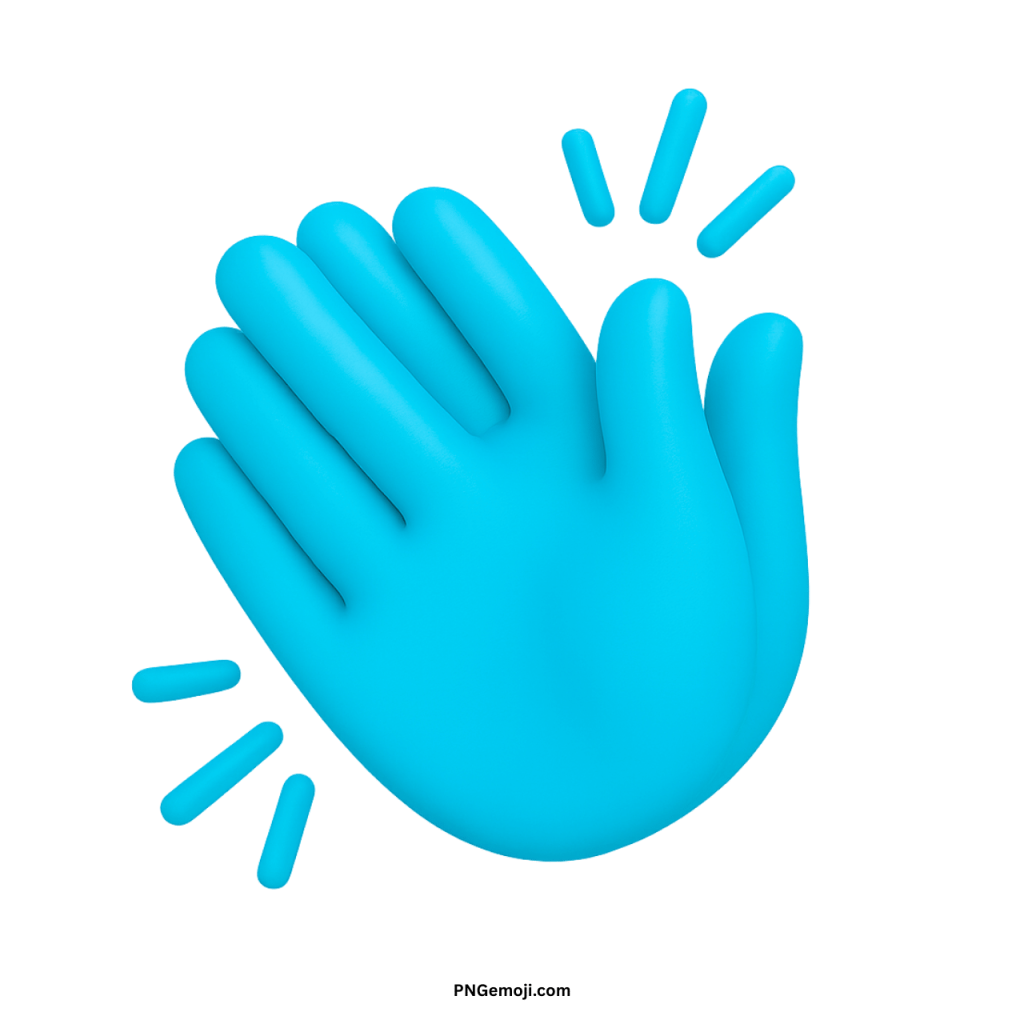 3D blue clapping hands emoji showing applause gesture with expressive motion celebration lines