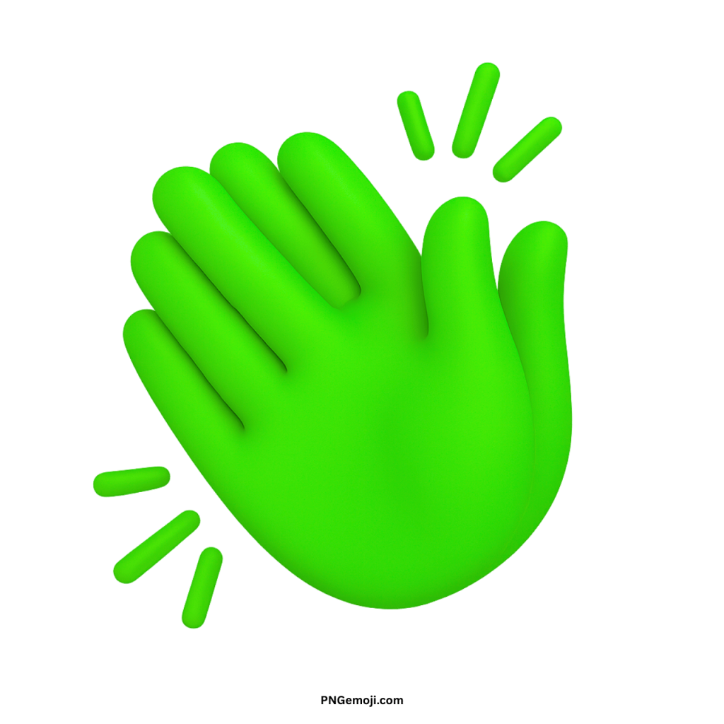 3D green clapping hands emoji showing applause gesture with motion celebration lines
