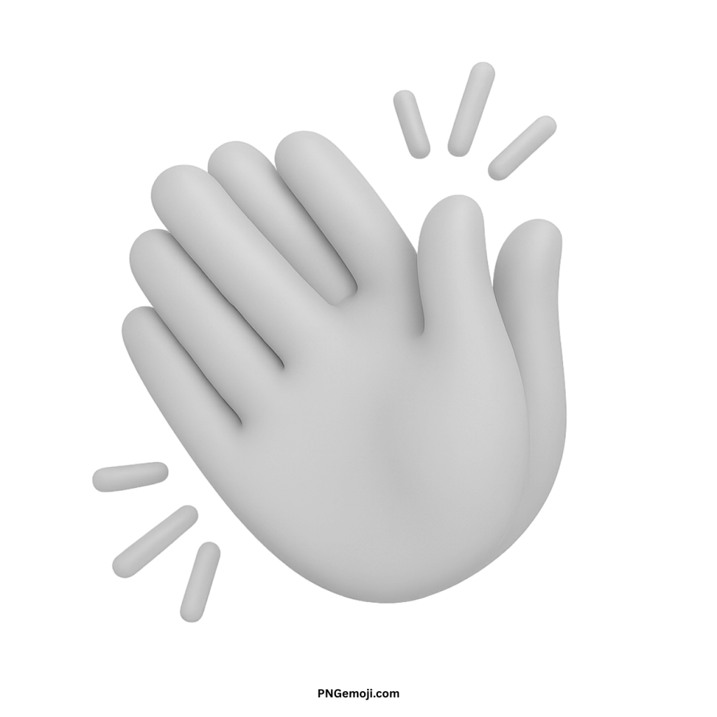 3D white clapping hands emoji showing applause gesture with motion celebration lines