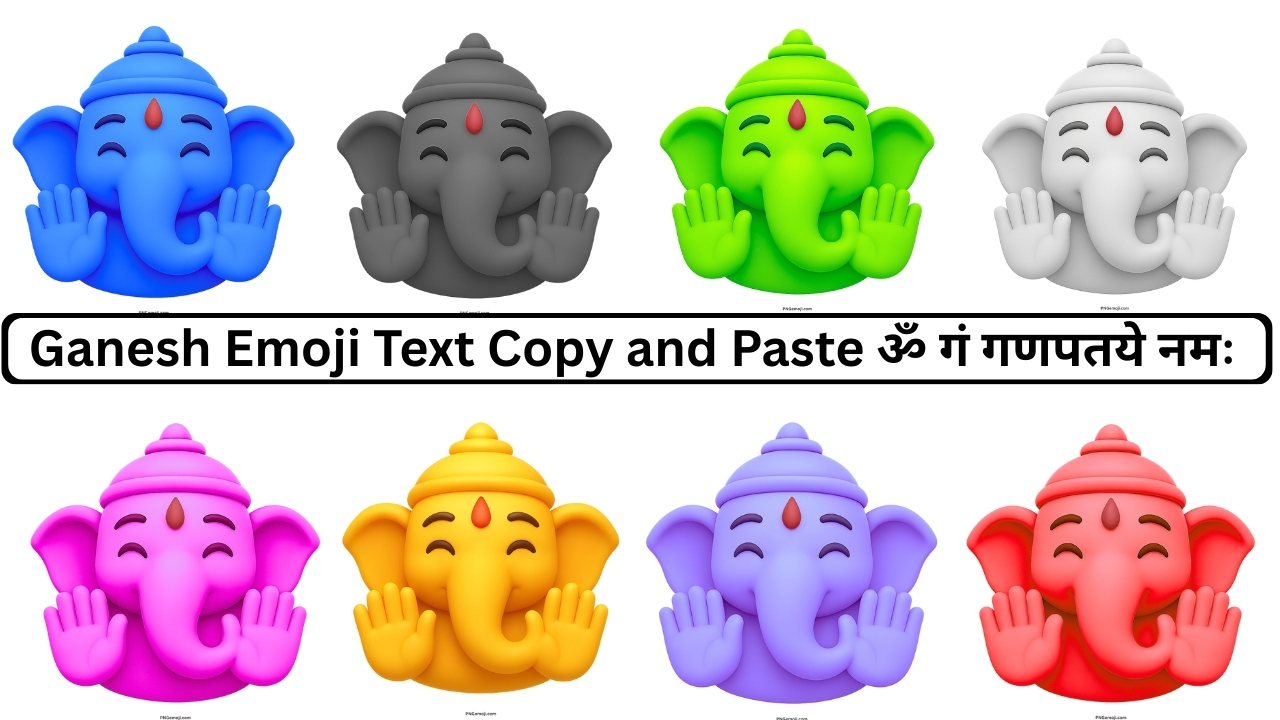 Multiple colored Ganesh emojis smiling with raised hands copy paste Hindu symbols